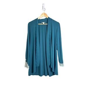 Soma Women’s Emerald Lace Lounge Sleepwear Open Front Cardigan Medium